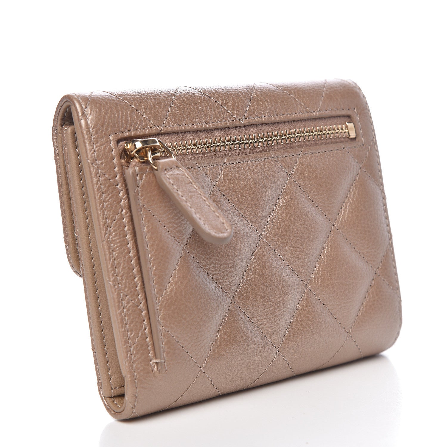 Chanel Metallic Calfskin Quilted Reissue Compact Wallet Gold 3 of 9