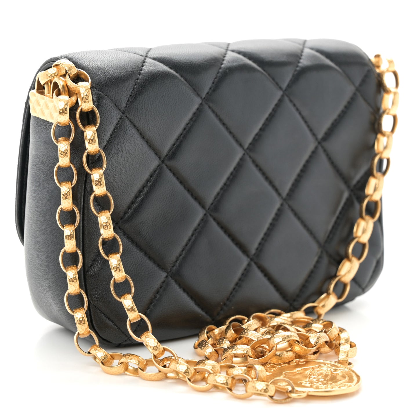 Lambskin Quilted Small CC Coin Flap Bag Black