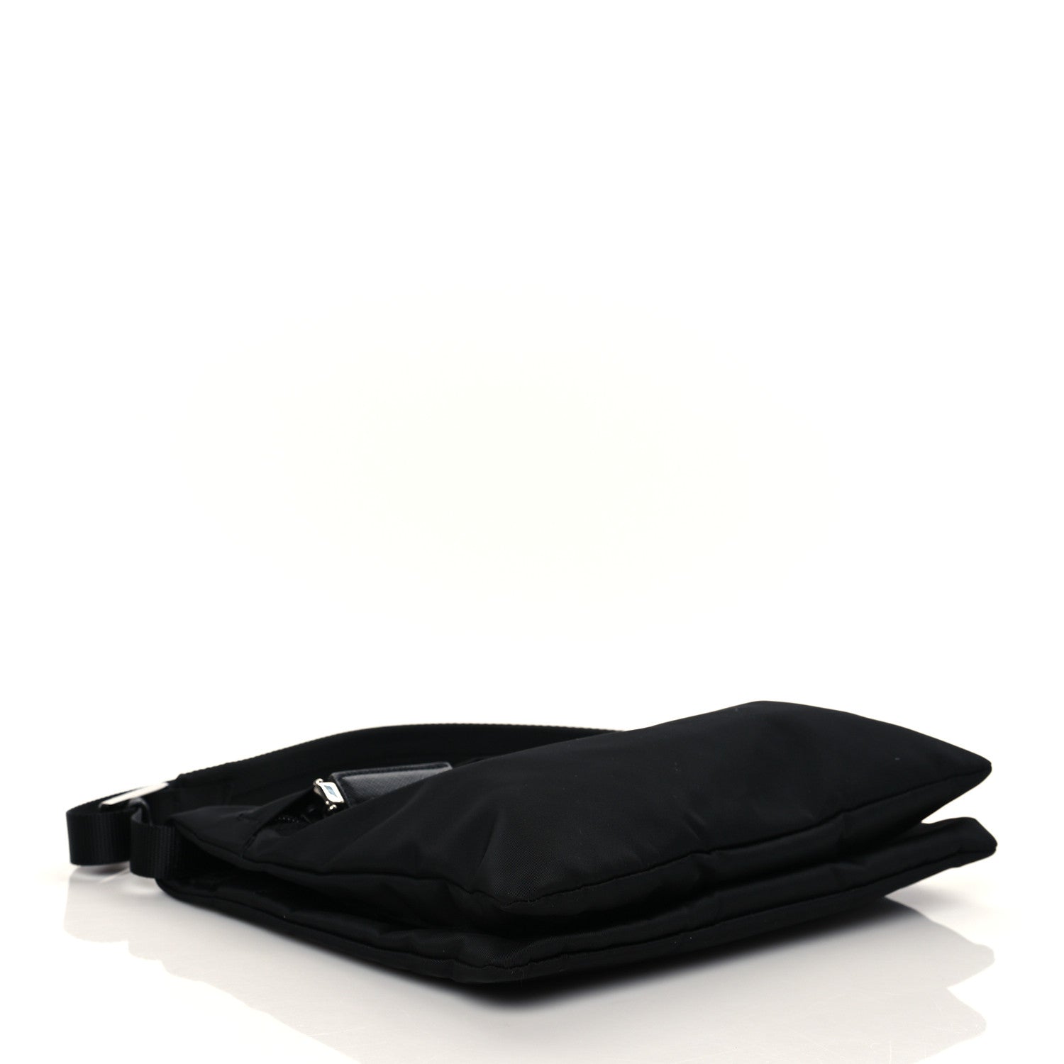 Prada Tessuto Nylon Flat Flap Messenger Bag Black 4 of 9