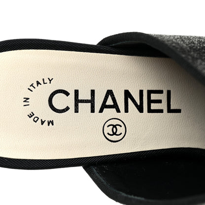 Chanel Fabric Cap Toe CC Mules 36.5 Black 10 of 13