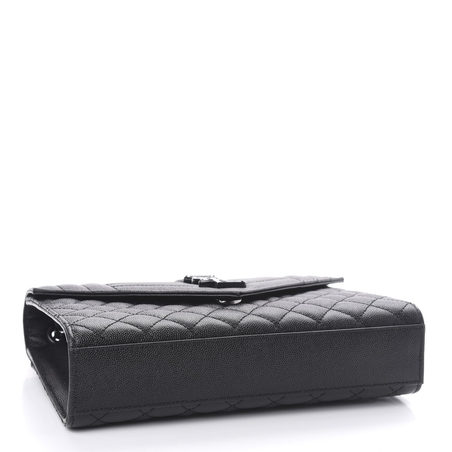 Saint Laurent Grain De Poudre Textured Mixed Matelasse Triquilt Medium Monogram Satchel Black 4 of 9