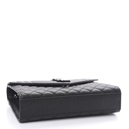 Saint Laurent Grain De Poudre Textured Mixed Matelasse Triquilt Medium Monogram Satchel Black 4 of 9