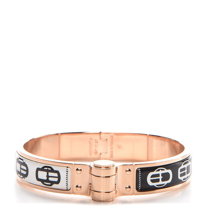 Hermes Enamel Printed Narrow Boucleries Modernes Hinged Bracelet M Black 1 of 7
