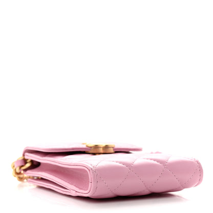 Chanel Lambskin Quilted Lacquered Chain Phone Holder With Chain Dark Pink 4 of 13