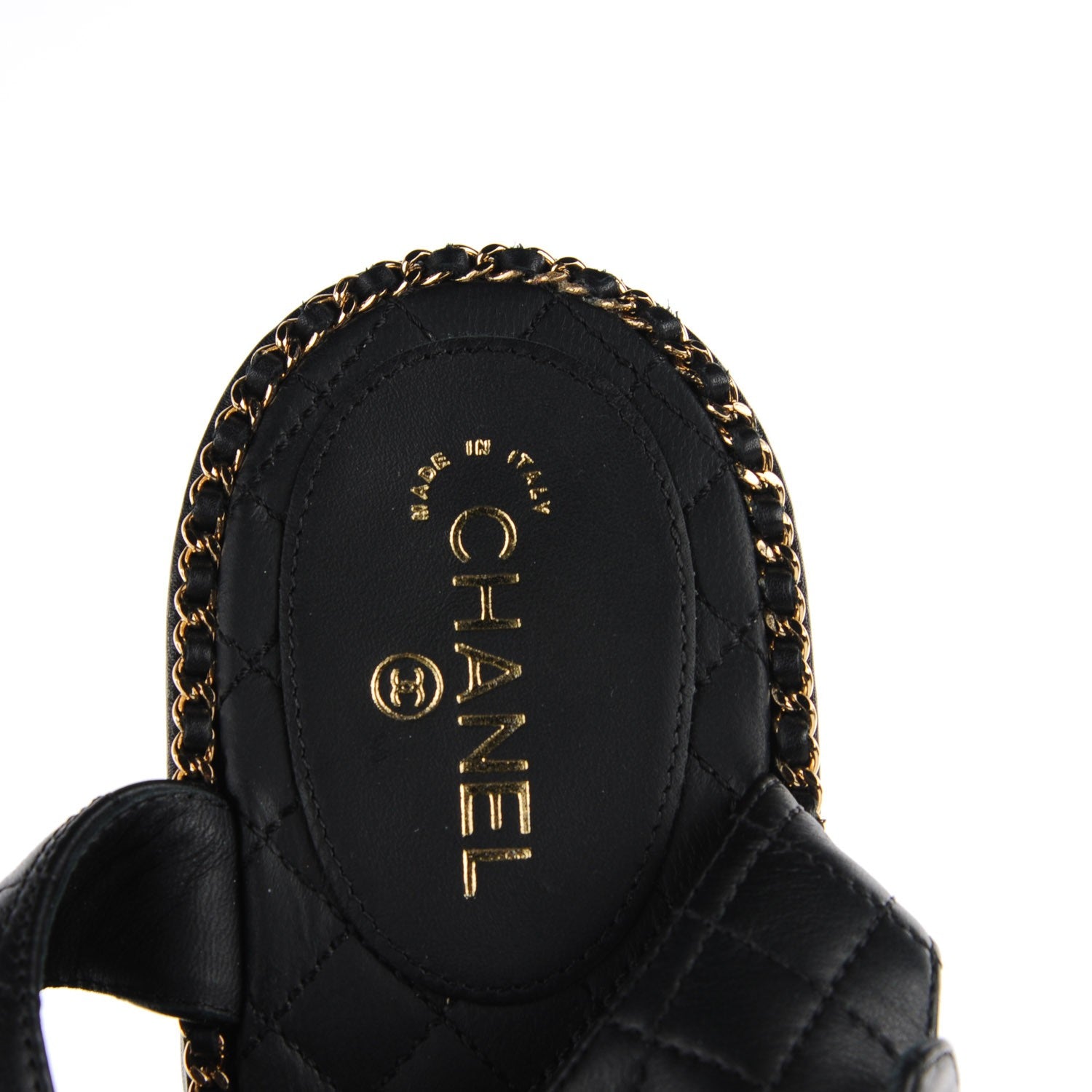 Chanel Calfskin Quilted Chain Sandals Black 39.5 8 of 8