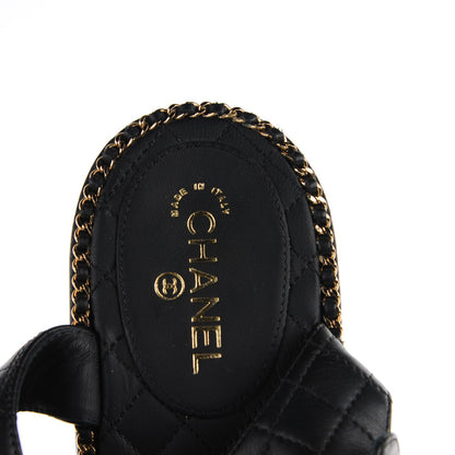 Chanel Calfskin Quilted Chain Sandals Black 39.5 8 of 8