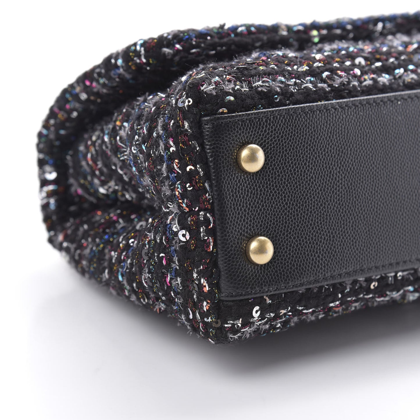 Tweed Sequin Mini Coco Handle Flap Black