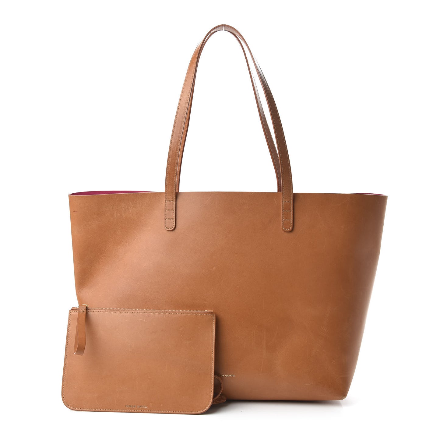 Calfskin Large Shopping Tote Cammello Rosa