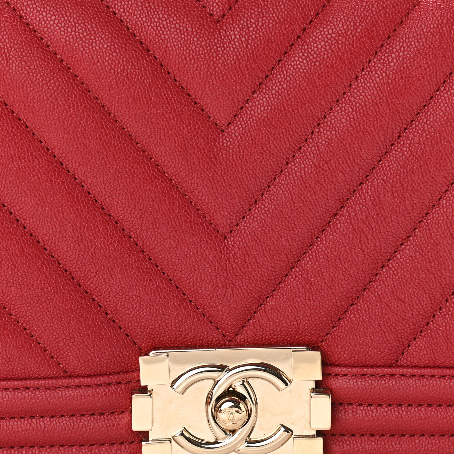 Chanel Caviar Chevron Quilted Medium Boy Flap Red 10 of 11