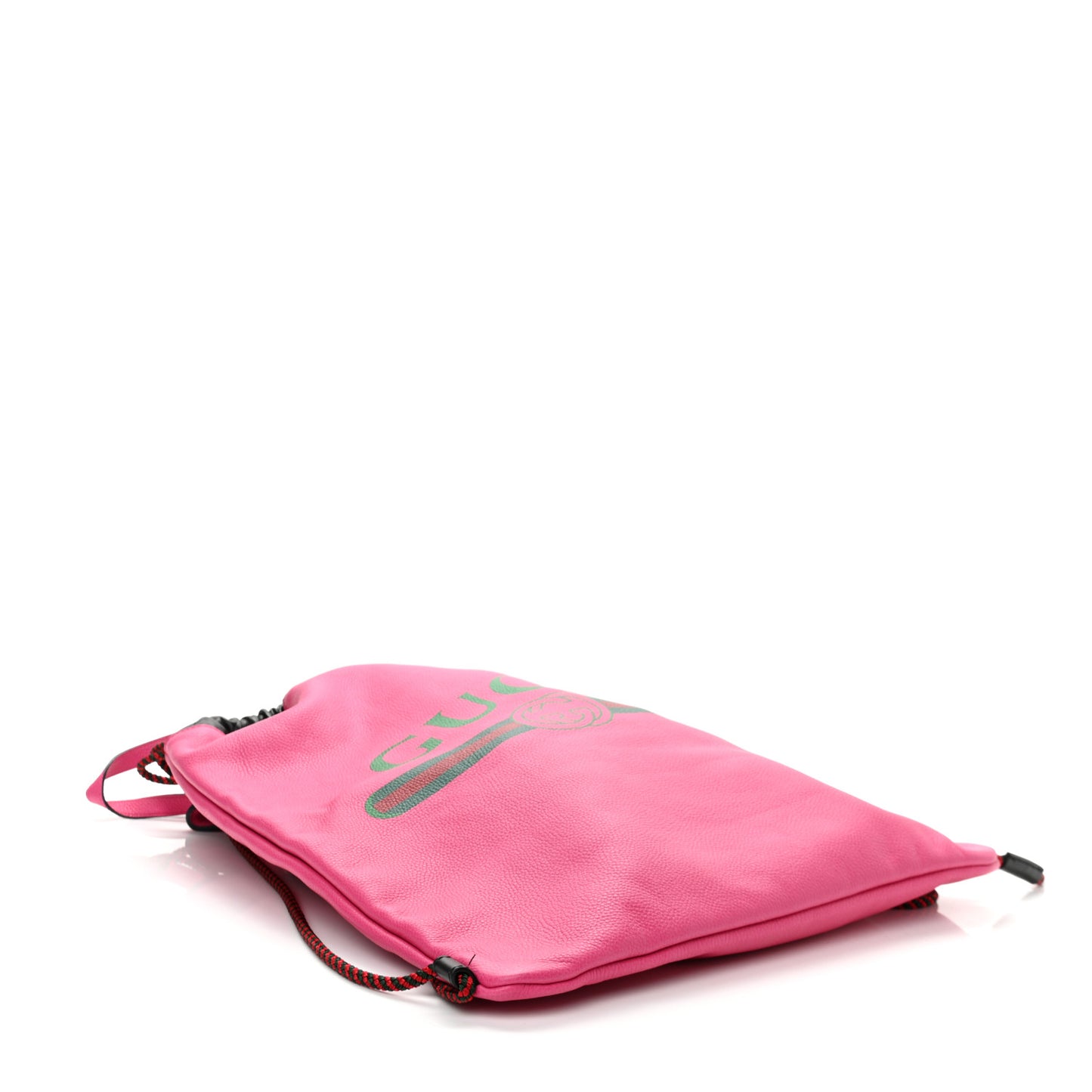 Grained Calfskin Logo Drawstring Backpack Box Pink Green Black