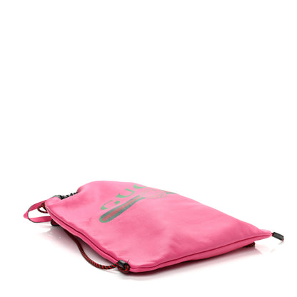 Gucci Grained Calfskin Logo Drawstring Backpack Box Pink Green Black 5 of 11
