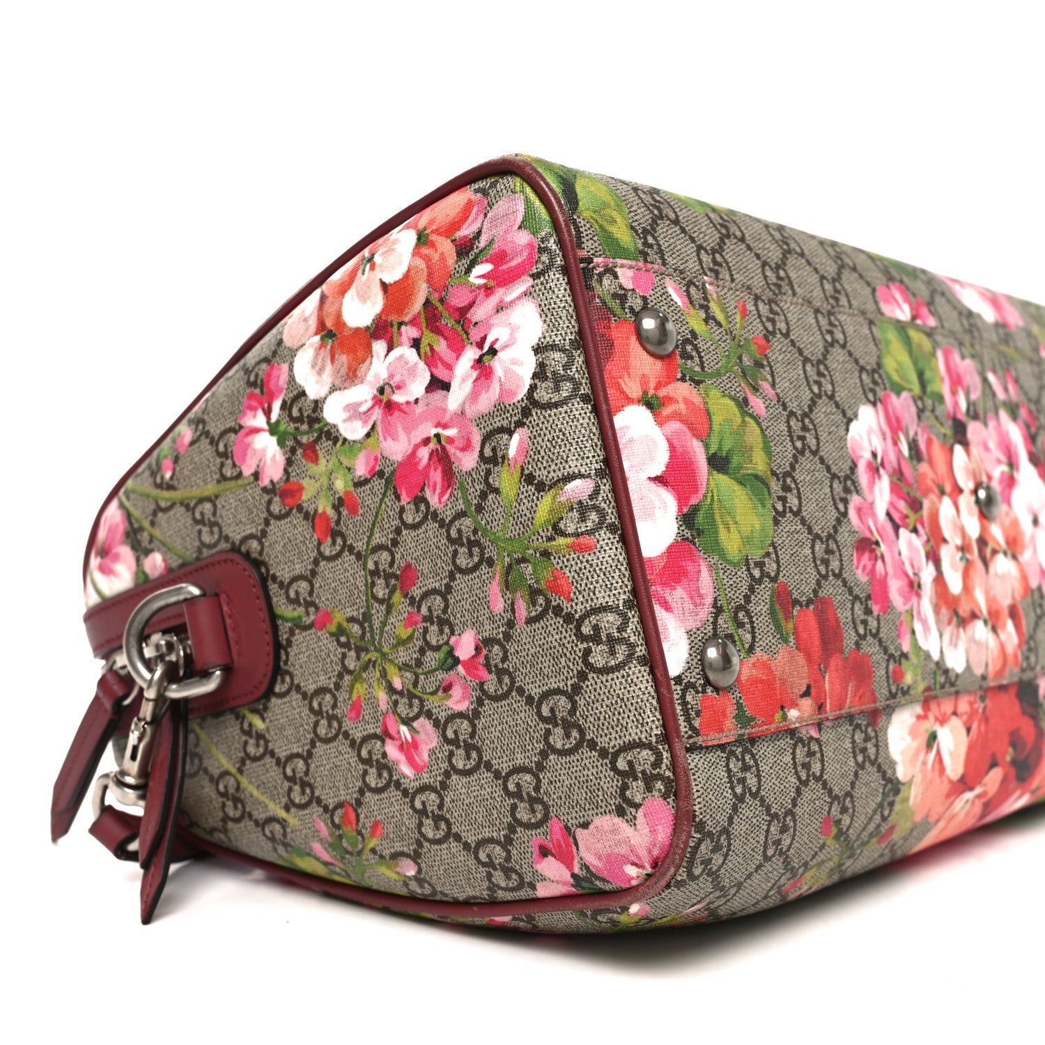 Gucci GG Supreme Monogram Blooms Medium Boston Beige Multicolor Dry Rose 9 of 11