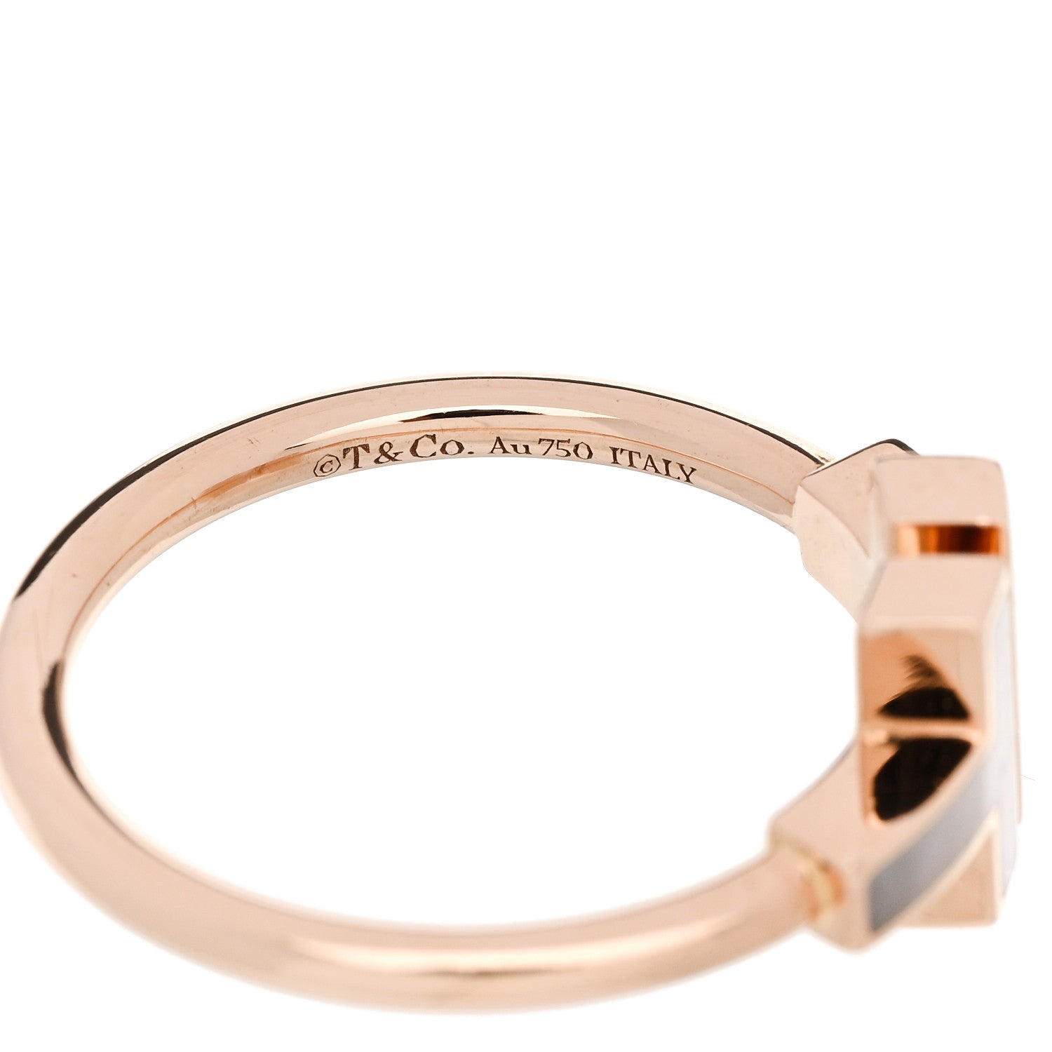Tiffany 18K Rose Gold Diamond Mother of Pearl T Wire Ring 58 8.25 4 of 5