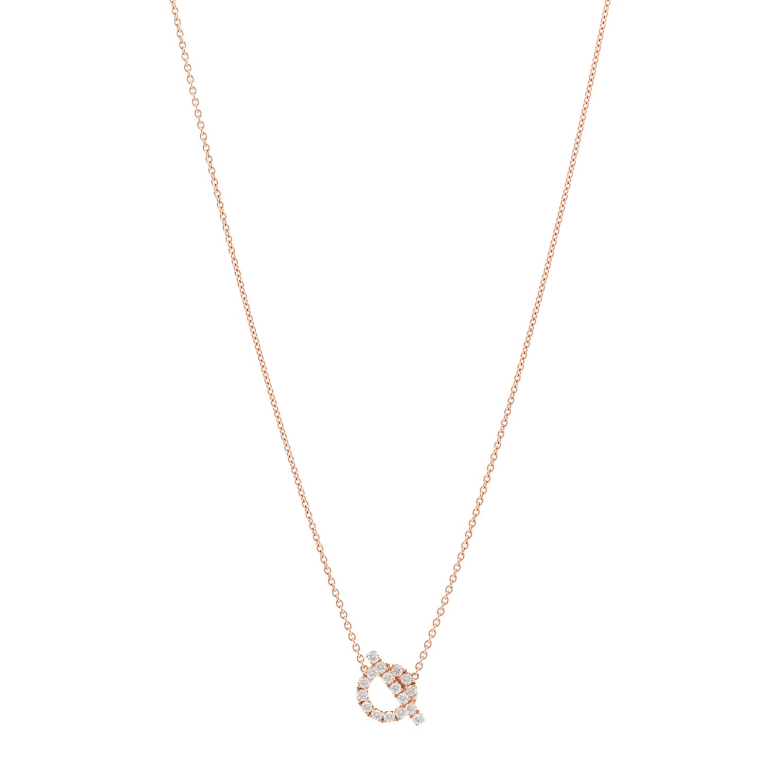 Hermes 18K Rose Gold Diamond Finesse Pendant Necklace 1 of 5
