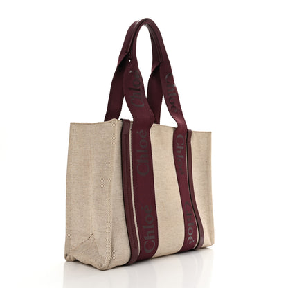 Chloe Cotton Calfskin Medium Woody Ribbon Tote Burgundy 3 of 10