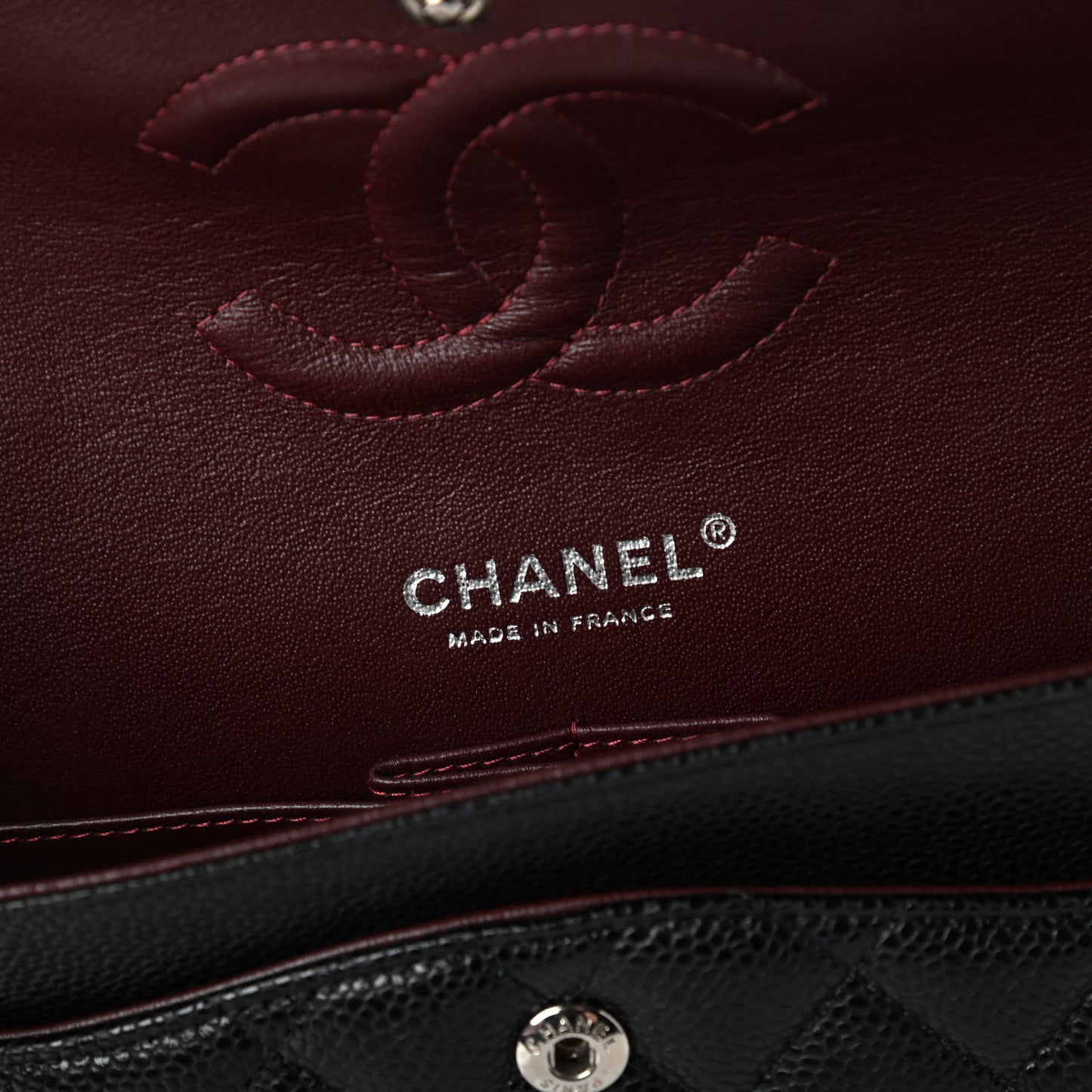 Caviar Quilted Medium Double Flap Black