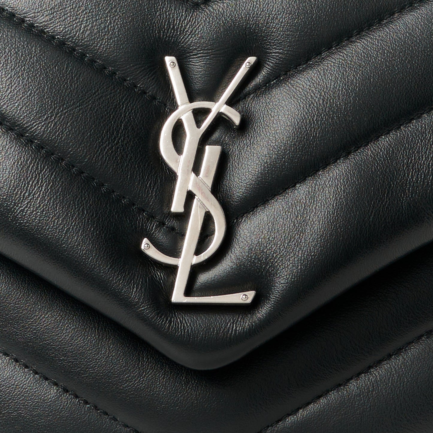 Calfskin Y Quilted Monogram Small Loulou Chain Satchel Black