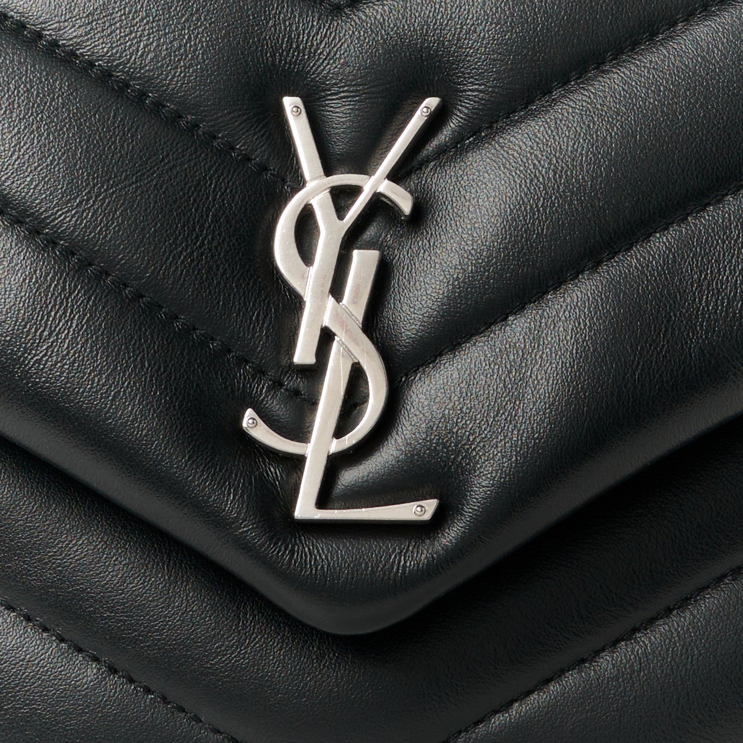 Saint Laurent Calfskin Y Quilted Monogram Small Loulou Chain Satchel Black 9 of 11