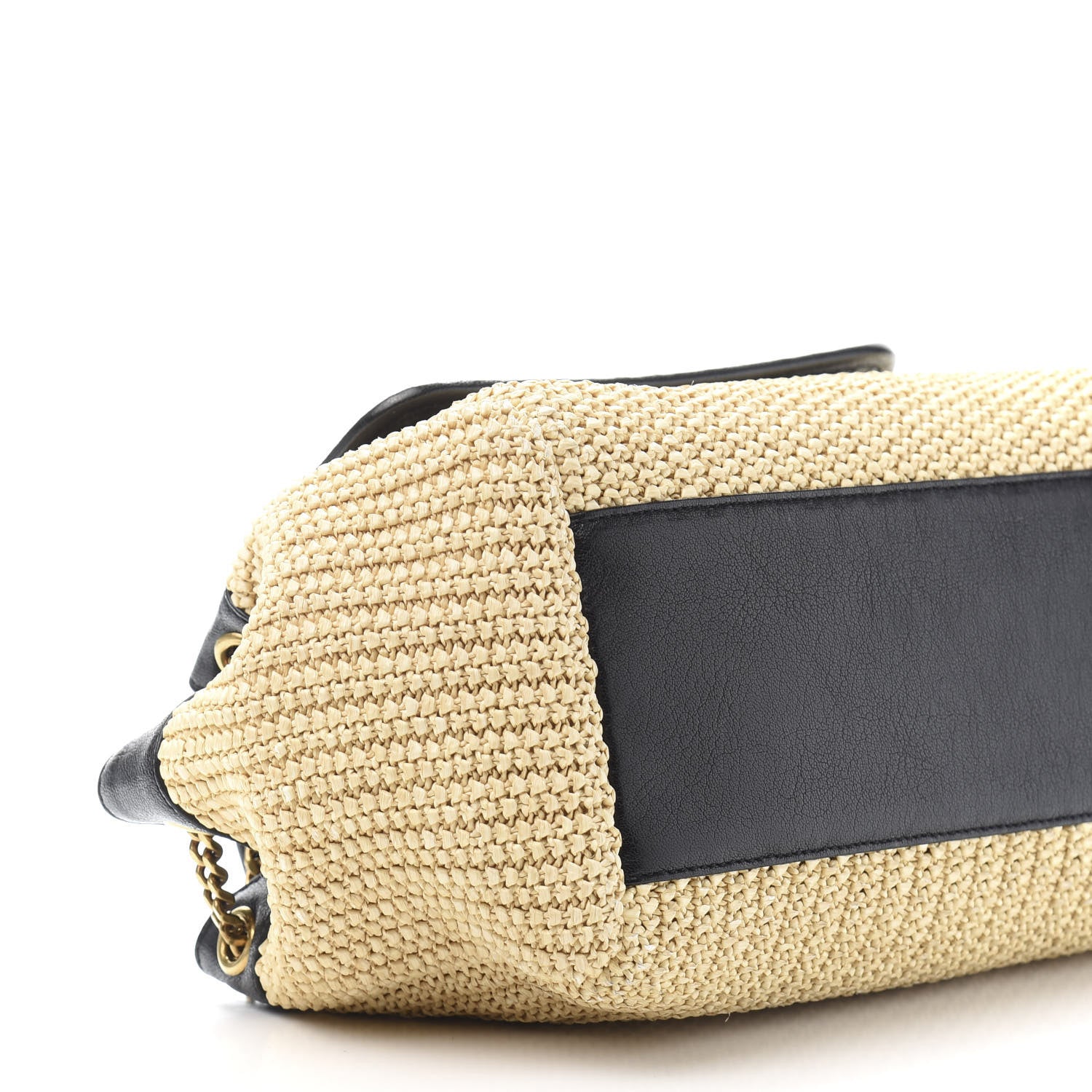 Saint Laurent Raffia Calfskin Small Nolita Shoulder Bag Natural Black 7 of 9