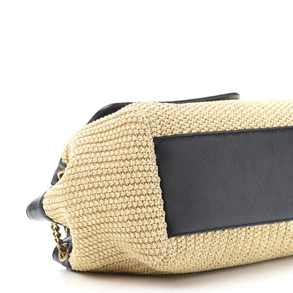 Saint Laurent Raffia Calfskin Small Nolita Shoulder Bag Natural Black 7 of 9