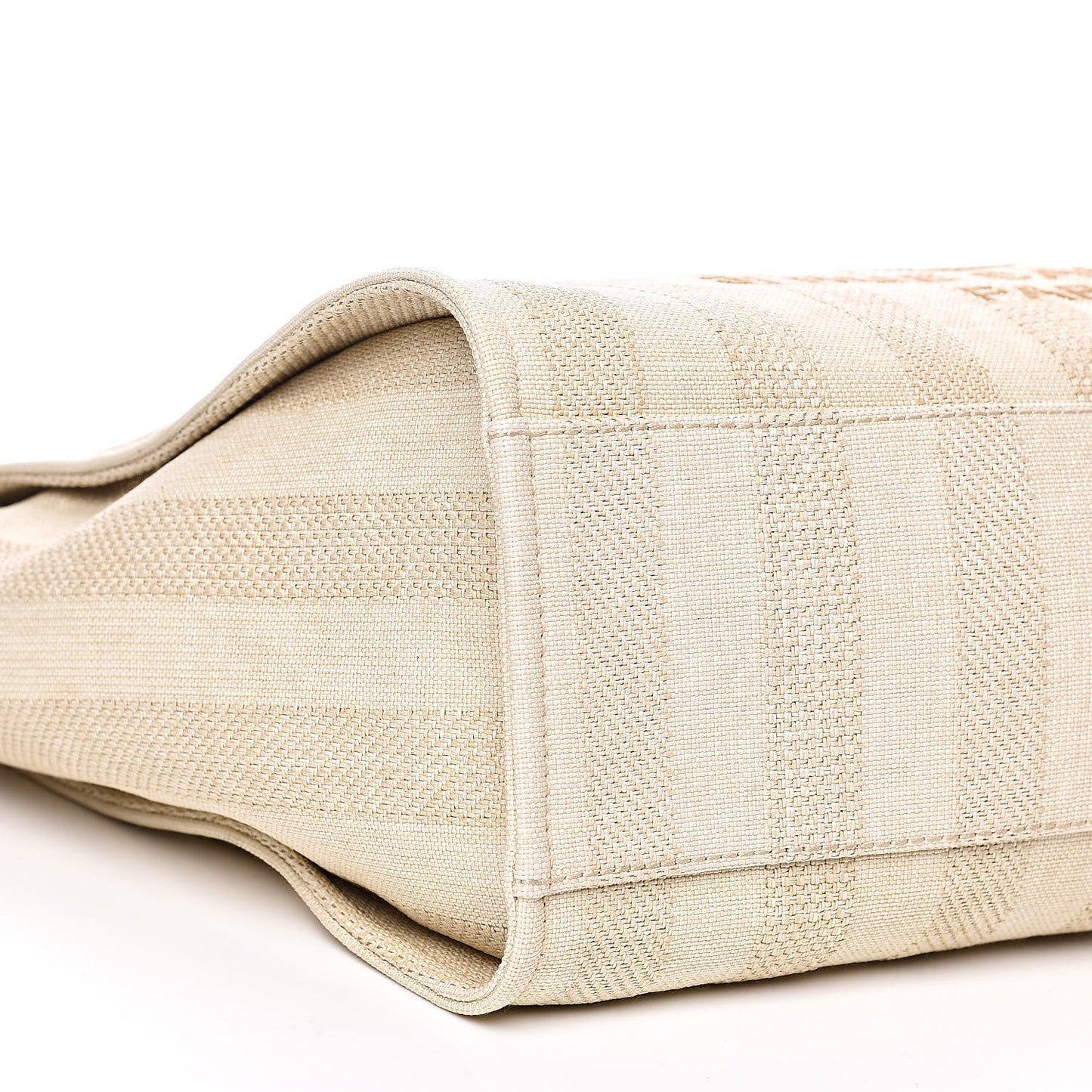 Mixed Fibers Striped Large Deauville Tote Beige