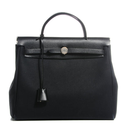 Hermes Vache Calfskin Toile Herbag 30 PM Black 1 of 12