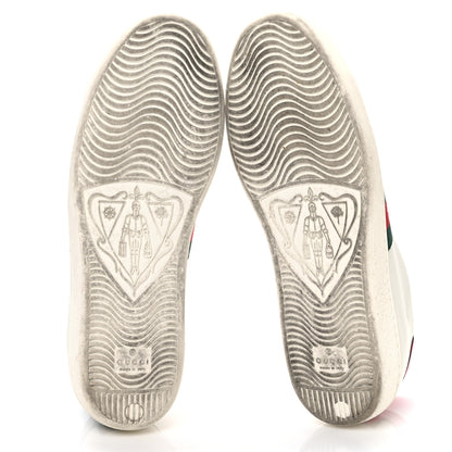 Gucci Calfskin Ayers Bee Embroidered Womens Ace Sneakers 39 White Red Flame Green 6 of 9