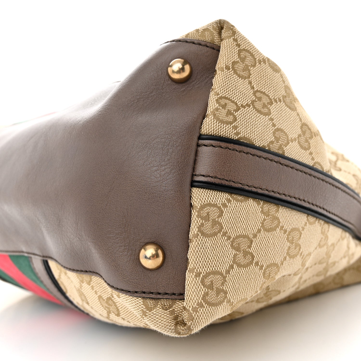 Gucci Monogram Web Medium Rania Top Handle Bag Brown 10 of 15