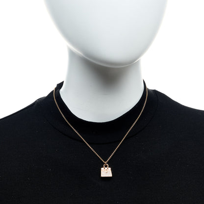 Hermes 18K Rose Gold Diamond Birkin Amulettes Pendant Necklace 2 of 5