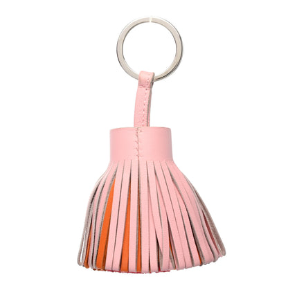 Hermes Lambskin Tri-Color Carmen Tassel Key Holder Rose Sakura Orange Bougainvillea 1 of 4