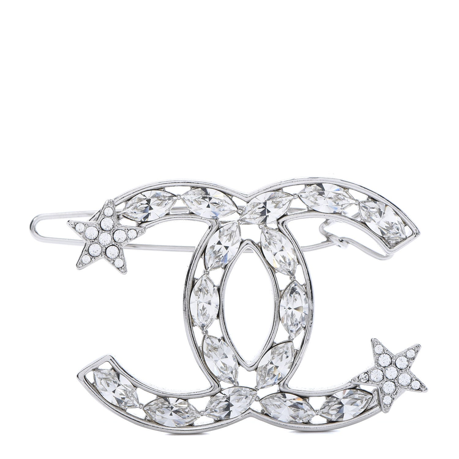 Chanel Crystal Starfall CC Hair Clip Silver 1 of 4