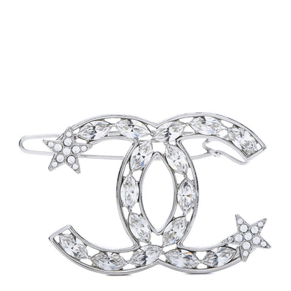 Chanel Crystal Starfall CC Hair Clip Silver 1 of 4