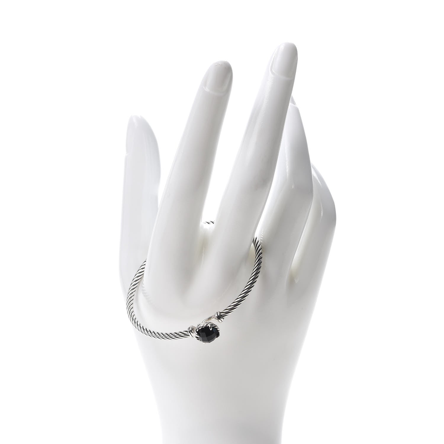 David Yurman Sterling Silver Black Onyx 3mm Chatelaine Bracelet 2 of 4