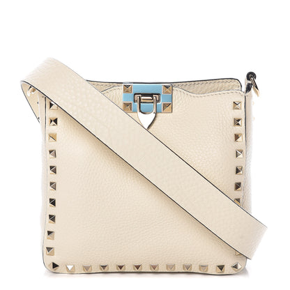 Valentino Garavani Pebbled Calfskin Mini Rockstud Flip-Lock Messenger Bag Light Ivory 1 of 6