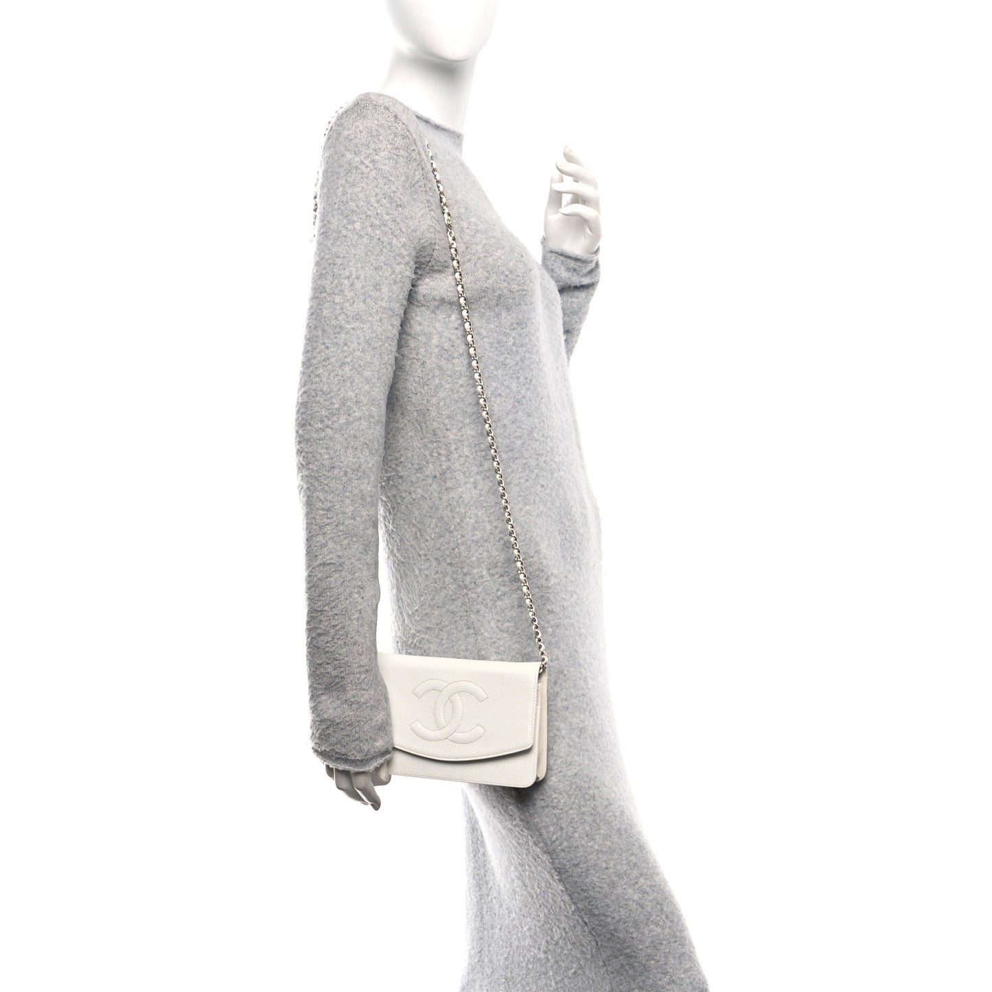Caviar Timeless CC Wallet on Chain WOC White