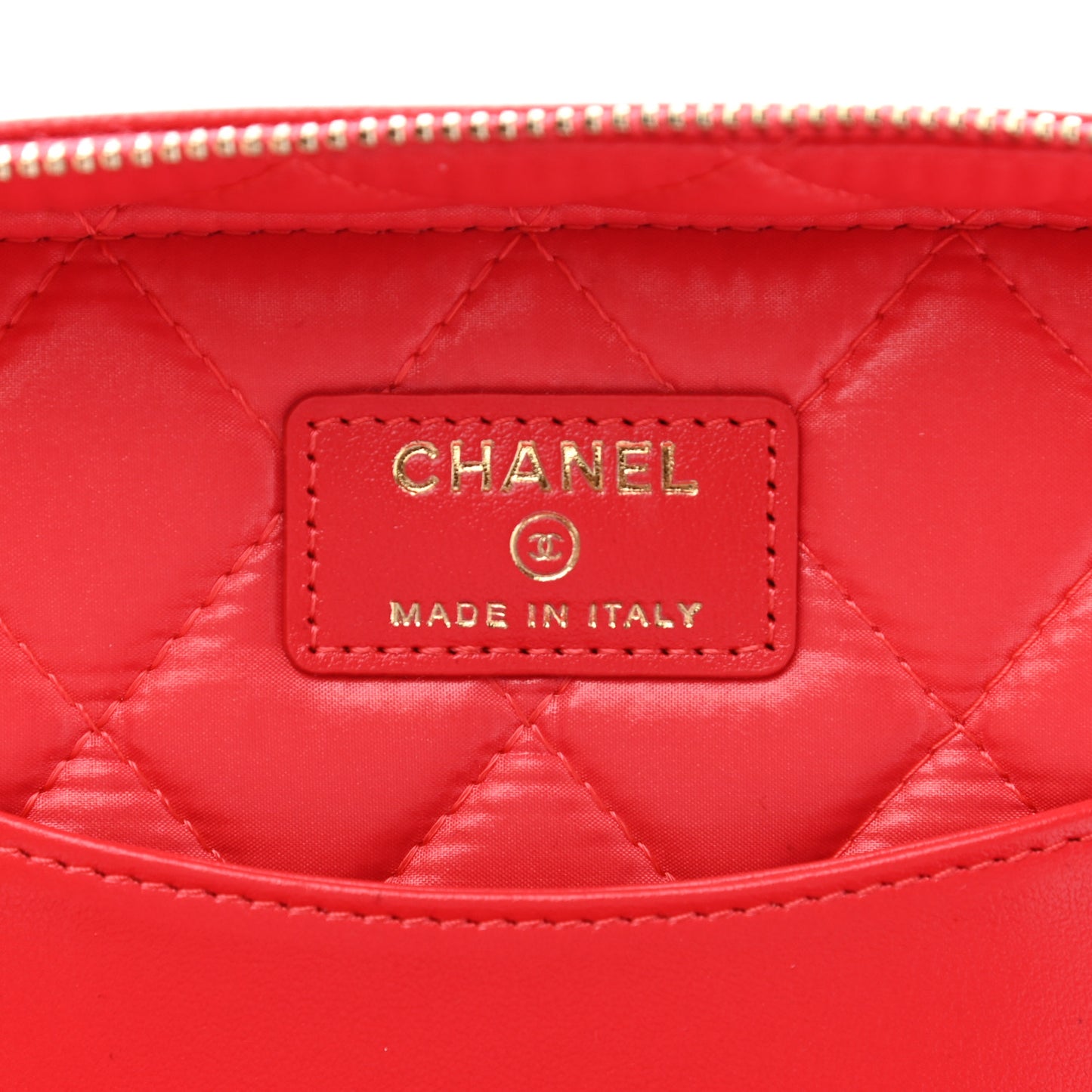 Caviar Quilted Large Vanity Pouch Red