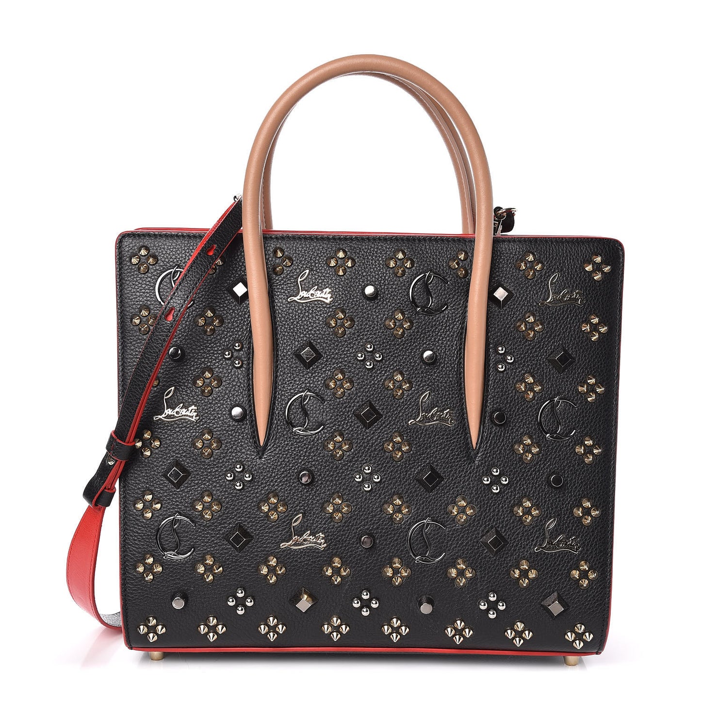 Calfskin Spikes Loubinthesky Medium Paloma Black Multimetal