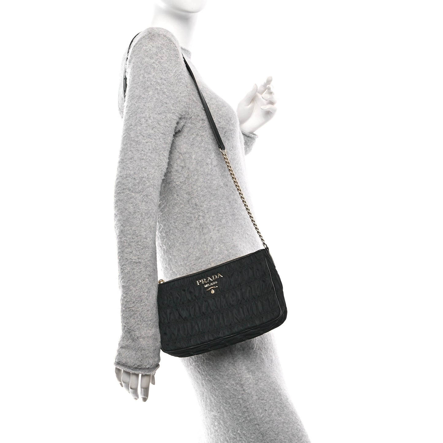 Tessuto Nylon Gaufre Shoulder Bag Black