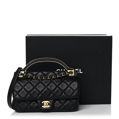 Chanel Calfskin Quilted Small Lady Handle Clutch With Chain Black 12 of 12