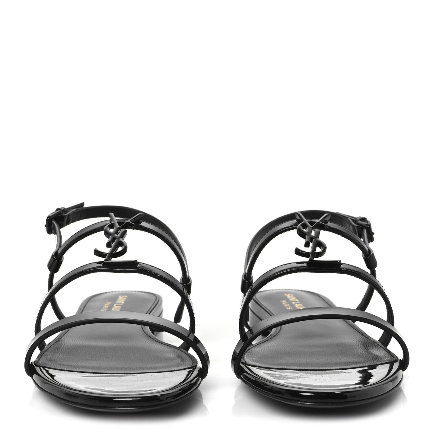 Patent Calfskin Cassandra Monogram Sandals 37 Black