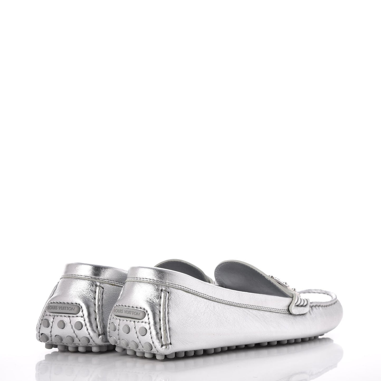 Metallic Calfskin Lombok Mocassin Loafer 38.5 Silver