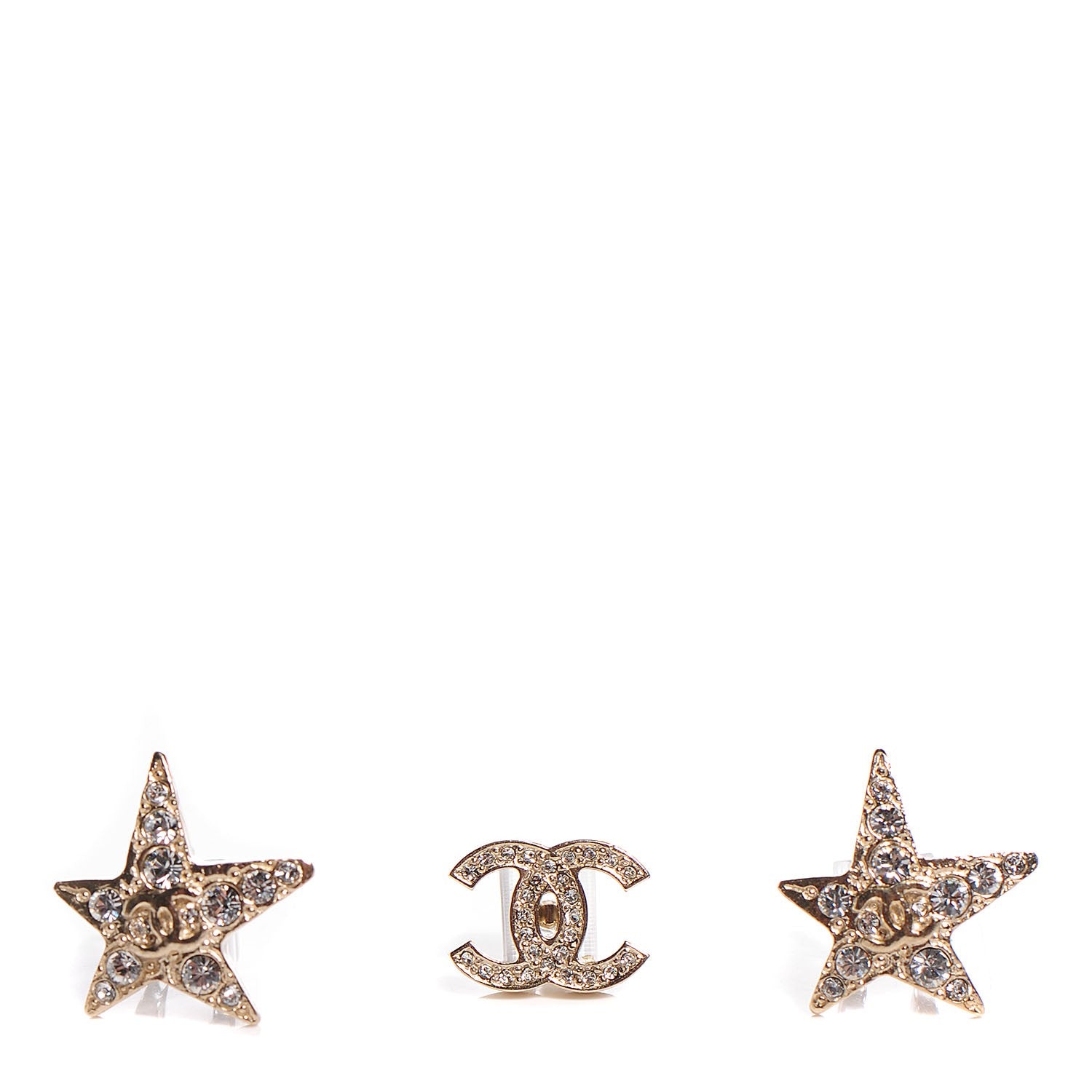 Chanel Swarovski Crystal CC Star Earphone Charms Gold 1 of 8