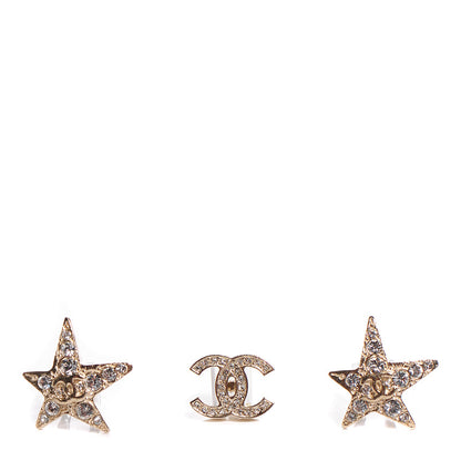 Chanel Swarovski Crystal CC Star Earphone Charms Gold 1 of 8