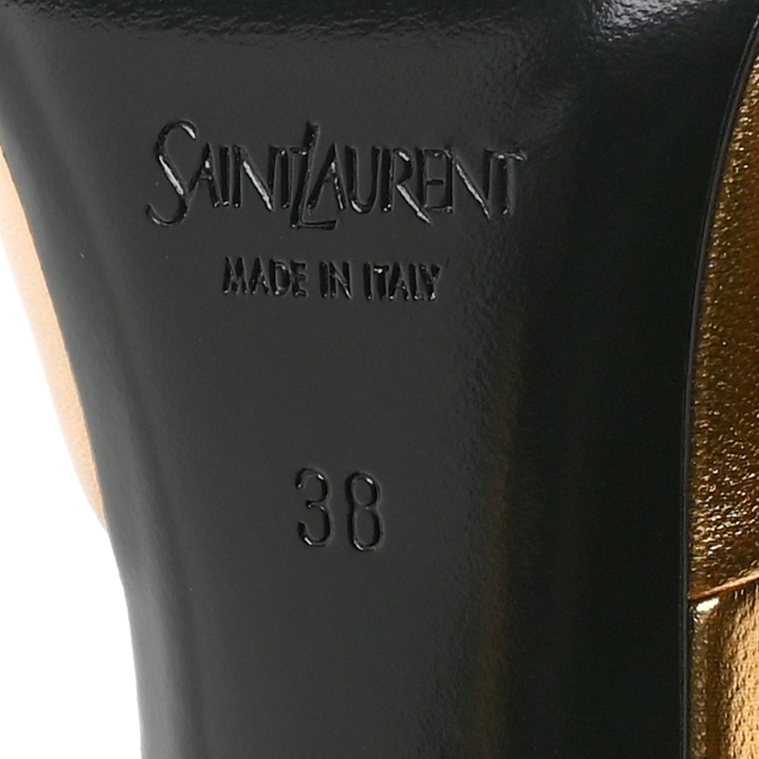 Saint Laurent Metallic Calfskin La Scandale 110 Sandals 38 Gold 7 of 8