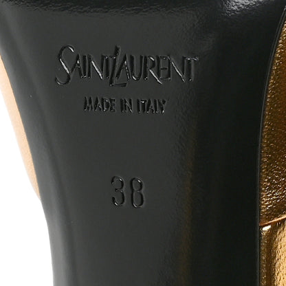 Saint Laurent Metallic Calfskin La Scandale 110 Sandals 38 Gold 7 of 8