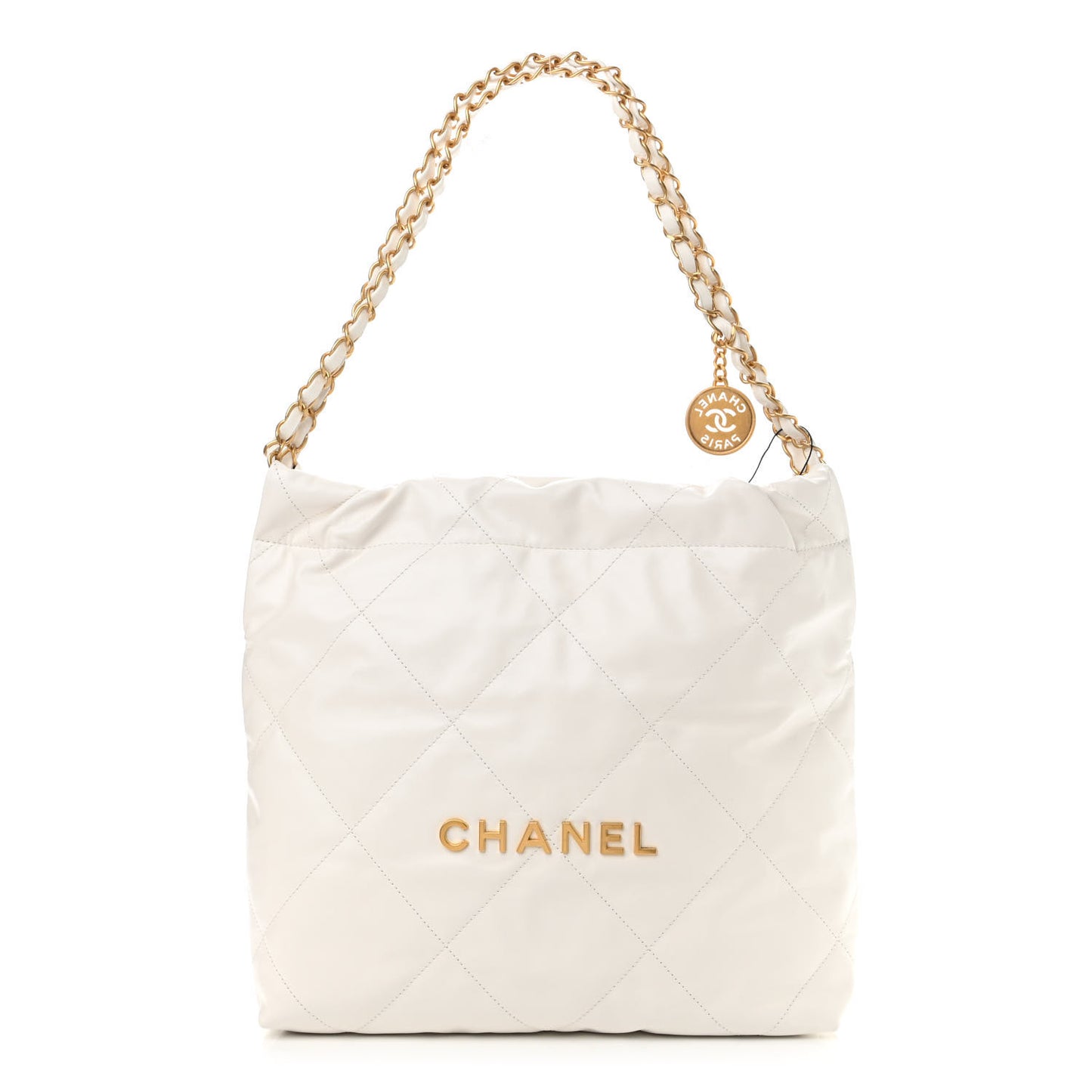 Shiny Calfskin Quilted Small Chanel 22 White