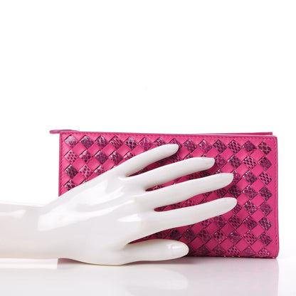 Bottega Veneta Nappa Ayers Intrecciato Clutch Wallet Pink 2 of 12