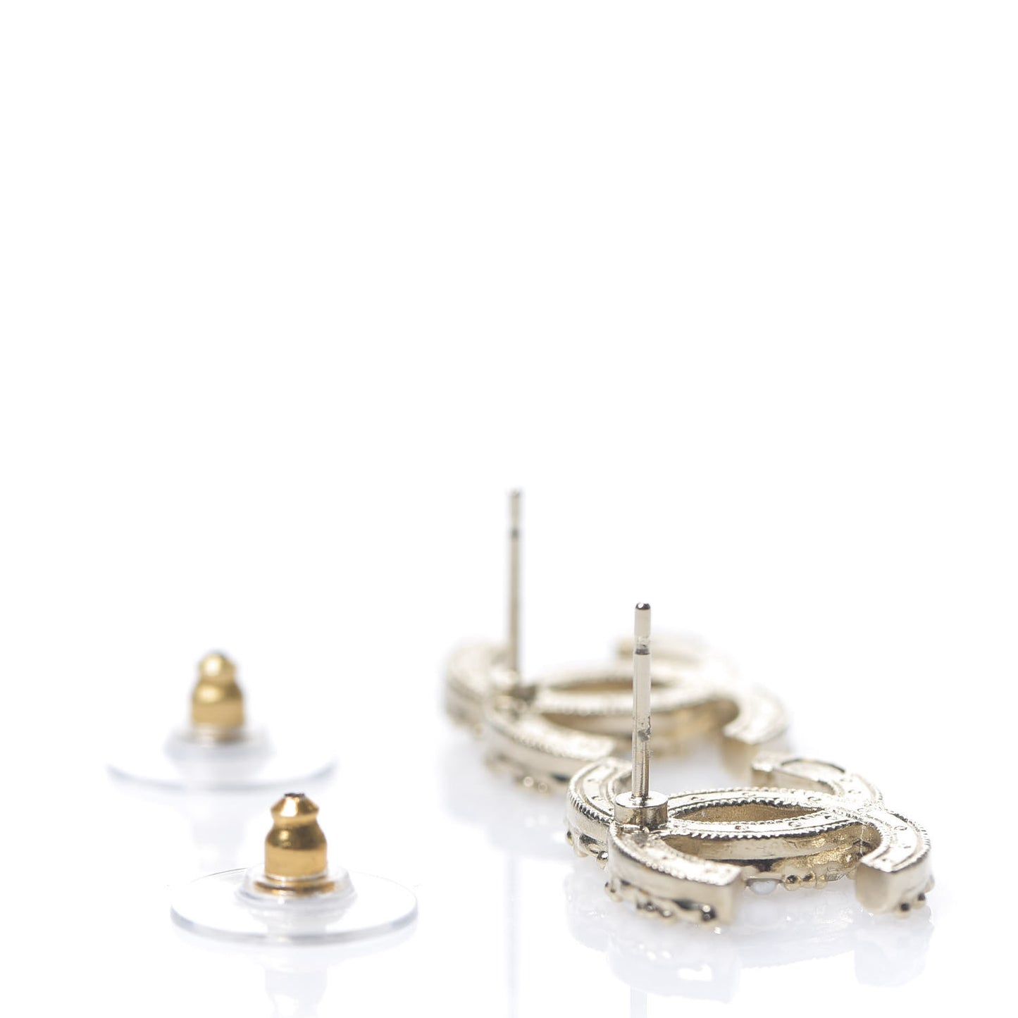 Crystal Pearl CC Earrings Silver