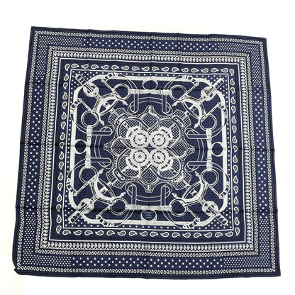 Hermes Silk Cashmere Grand Manege Bandana Shawl 140 Marine White 1 of 4