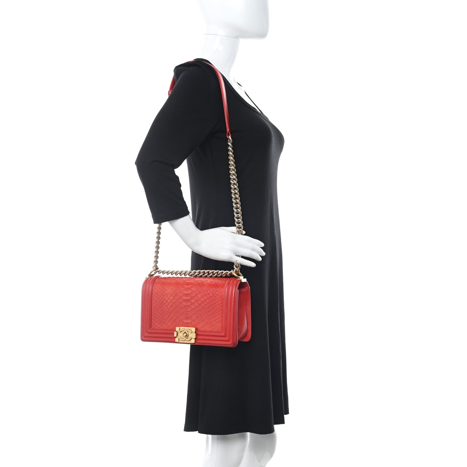 Chanel Snakeskin Medium Boy Flap Red 2 of 14